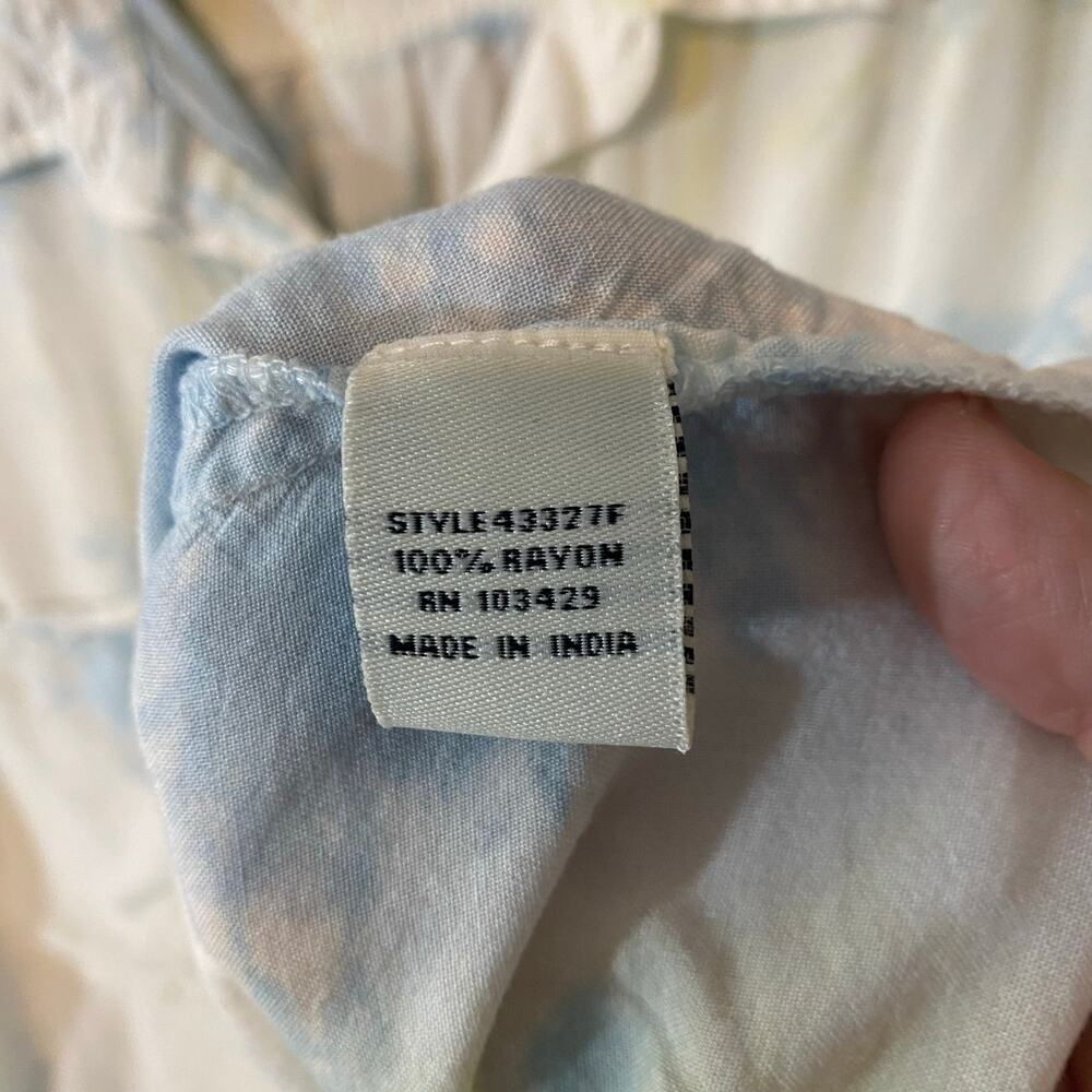 Caffé Marrakesh Tie Dye Button Down Shirt XL Rayon Blue White Short Sleeve - Picture 4 of 7
